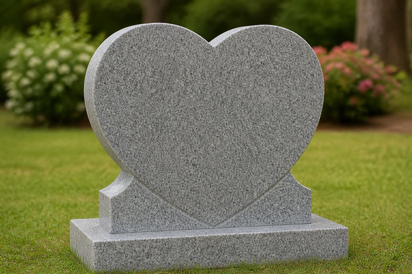 Heart-shaped granite memorial
