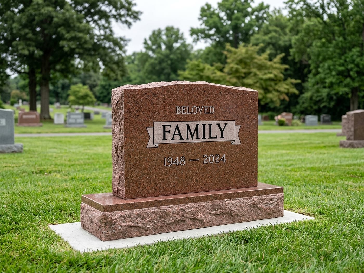 Companion upright granite memorial