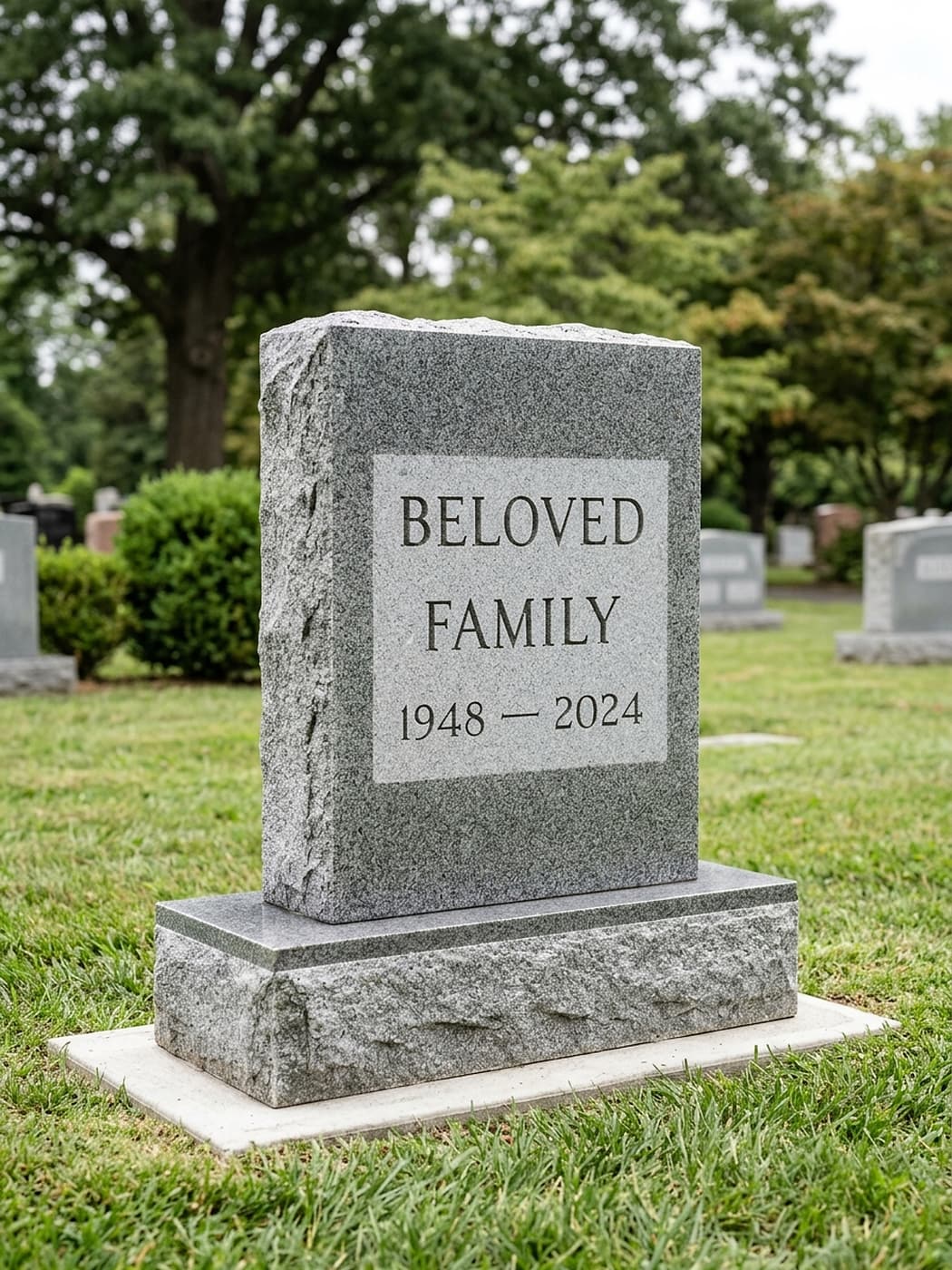 Single upright granite memorial